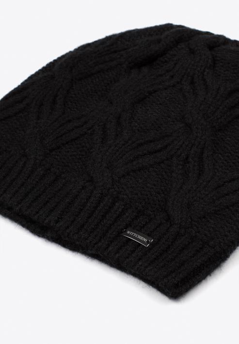 Women's winter cable knit beanie, black, 97-HF-104-1, Photo 2