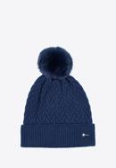 Winter hat with herringbone stitch pattern, navy blue, 97-HF-007-Z, Photo 1