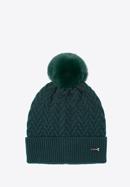 Winter hat with herringbone stitch pattern, dark green, 97-HF-007-2, Photo 1