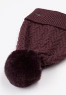 Winter hat with herringbone stitch pattern, plum, 97-HF-007-7, Photo 2