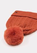 Winter hat with herringbone stitch pattern, brick red, 97-HF-007-1, Photo 2