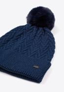 Winter hat with herringbone stitch pattern, navy blue, 97-HF-007-2, Photo 2