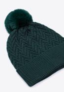 Winter hat with herringbone stitch pattern, dark green, 97-HF-007-7, Photo 2
