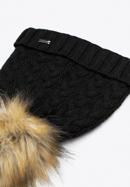Women's cable knit winter hat, black, 97-HF-016-P, Photo 2