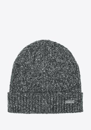 Men's ribbed winter hat, black-white, 97-HF-009-1, Photo 1
