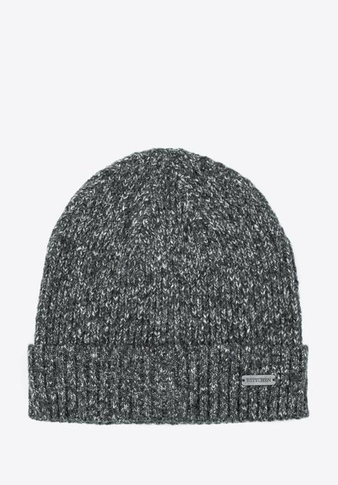 Men's ribbed winter hat, black-white, 97-HF-009-8, Photo 1