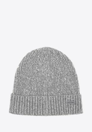 Men's ribbed winter hat, grey-white, 97-HF-009-8, Photo 1