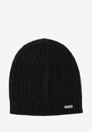 Men's cable knit winter hat, black, 97-HF-010-7, Photo 1