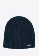 Men's cable knit winter hat, navy blue, 97-HF-010-1, Photo 1