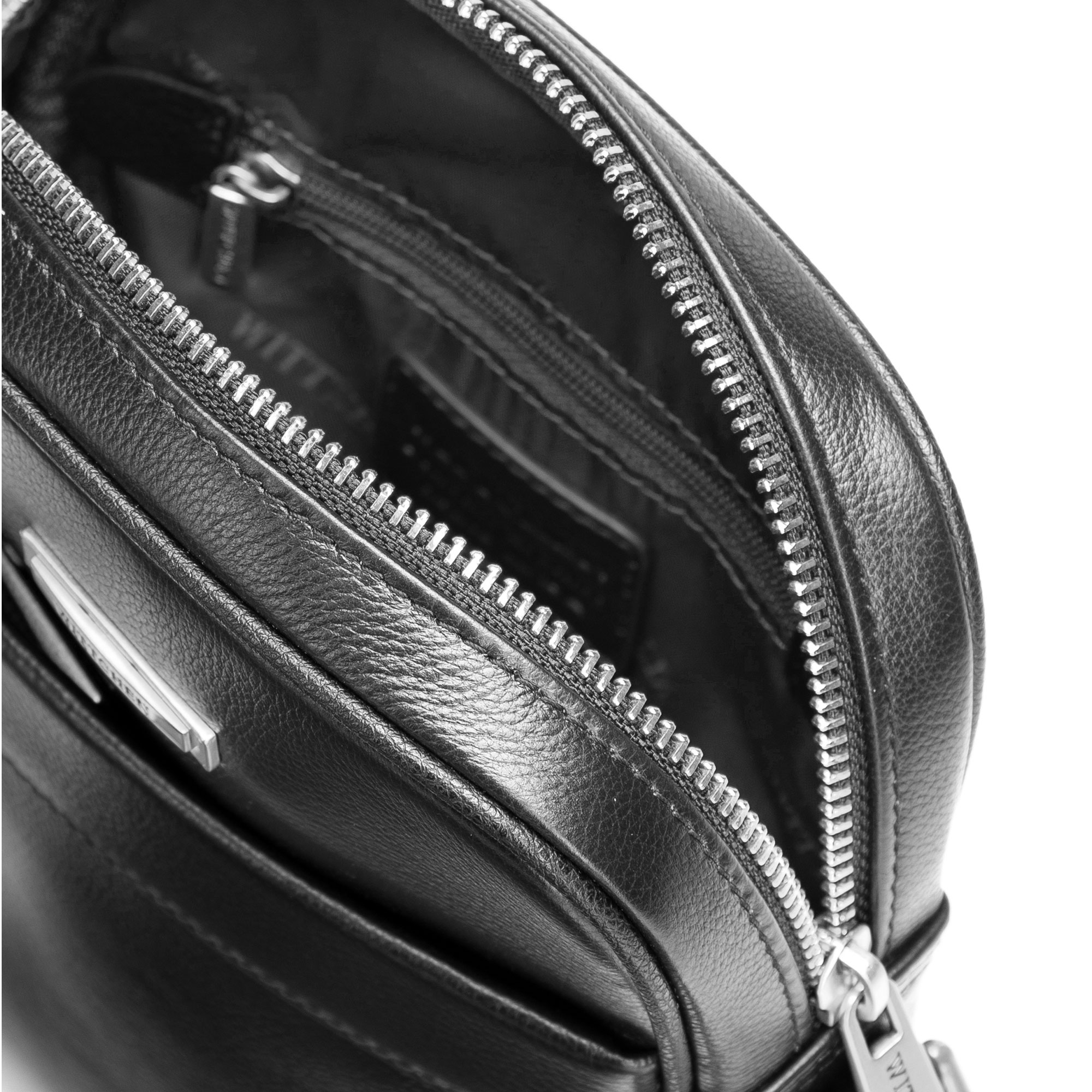 Pánska kožená crossbody taška čierno-strieborná 102-4U-606-1S, Vyberte variant čierno-strieborná
