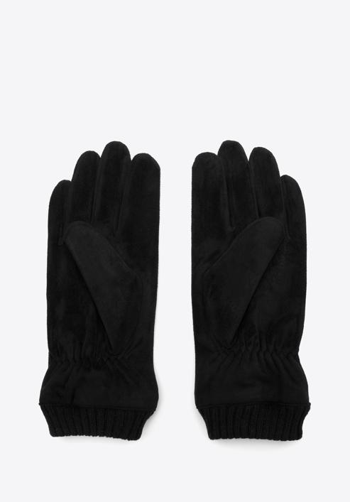 Men's gloves with ribbed cuffs, black, 39-6P-018-S-M/L, Photo 2