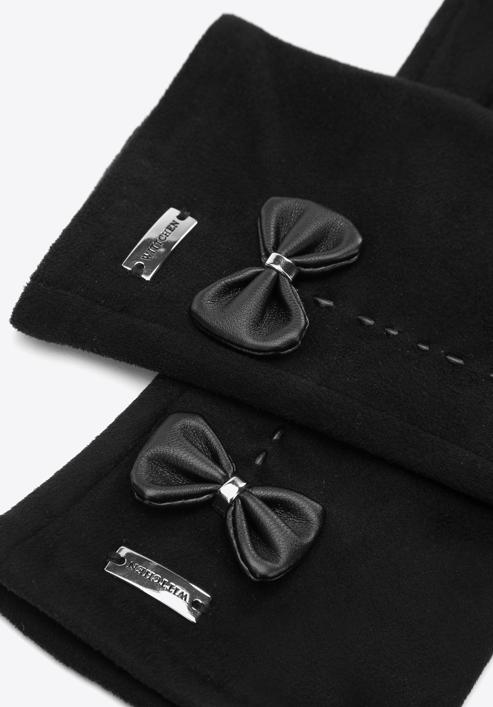 Women's bow detail gloves, black, 39-6P-012-3-M/L, Photo 4