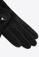 Męskie rękawiczki z ukośnym przeszyciem i ściągaczem, czarny, 39-6P-018-B-S/M, Zdjęcie 4