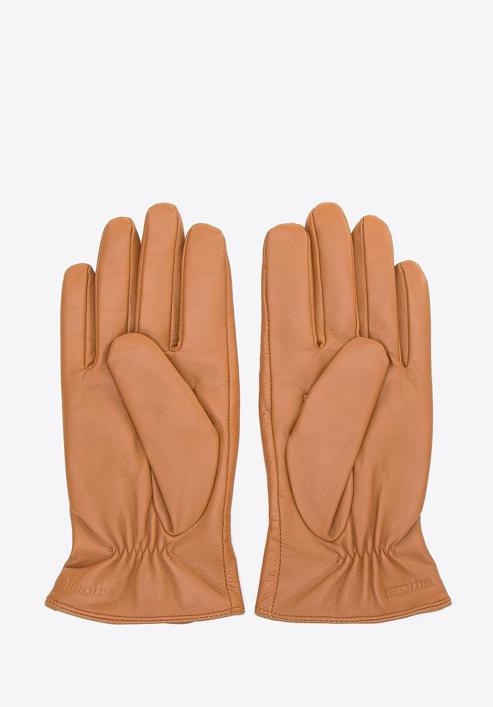 Męskie rękawiczki skórzane ze wstawką w jodełkę, brązowy, 44-6A-020-B-L, Zdjęcie 2