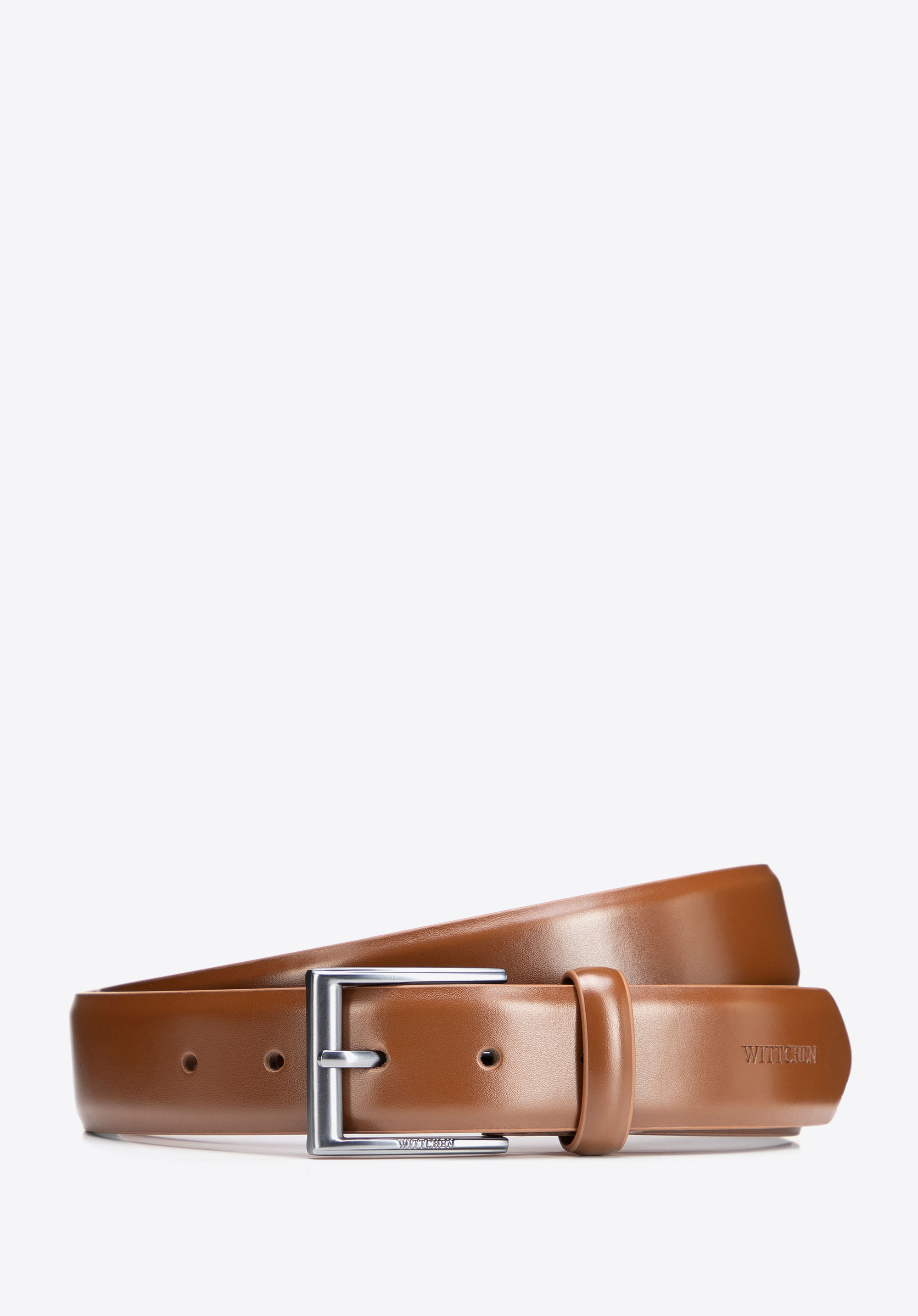 WITTCHEN Klasyczny męski pasek ze skóry naturalnej z metalową klamrą brązowy