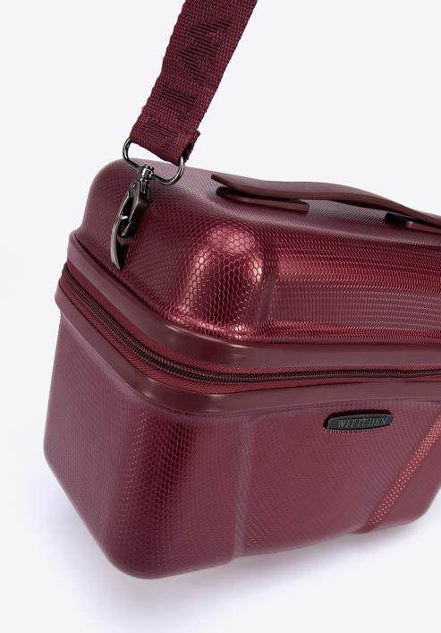 Luggage set with geometric design, burgundy, 56-3P-12K-11, Photo 17