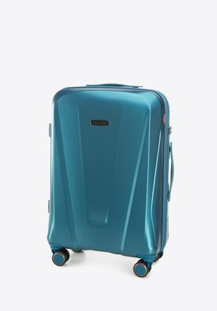 Komplet geometrycznych walizek z polikarbonu, niebieski, 56-3P-12K-96, Zdjęcie 1