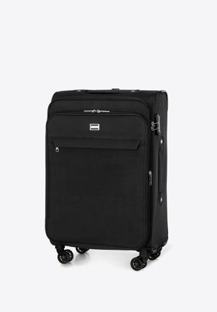 Komplet jednokolorowych walizek miękkich, czarny, 56-3S-65K-1, Zdjęcie 1
