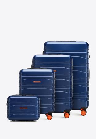 Komplet nowoczesnych walizek z polikarbonu, granatowy, 56-3P-70K-91, Zdjęcie 1