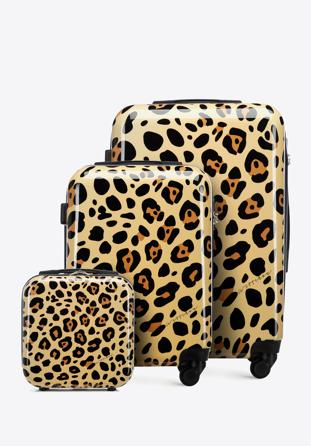 Komplet walizek z ABS-u w zwierzęcy wzór, beżowo-brązowy, 56-3A-64K-L, Zdjęcie 1