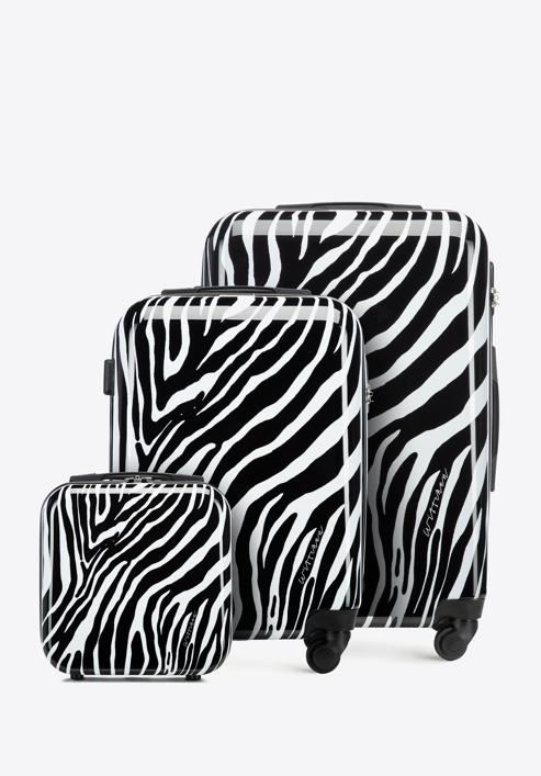 Komplet walizek z ABS-u w zwierzęcy wzór, biało-czarny, 56-3A-64K-C, Zdjęcie 1