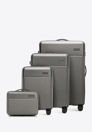 Komplet walizek z ABS-u z pionowymi paskami, szary, 56-3A-80K-01, Zdjęcie 1
