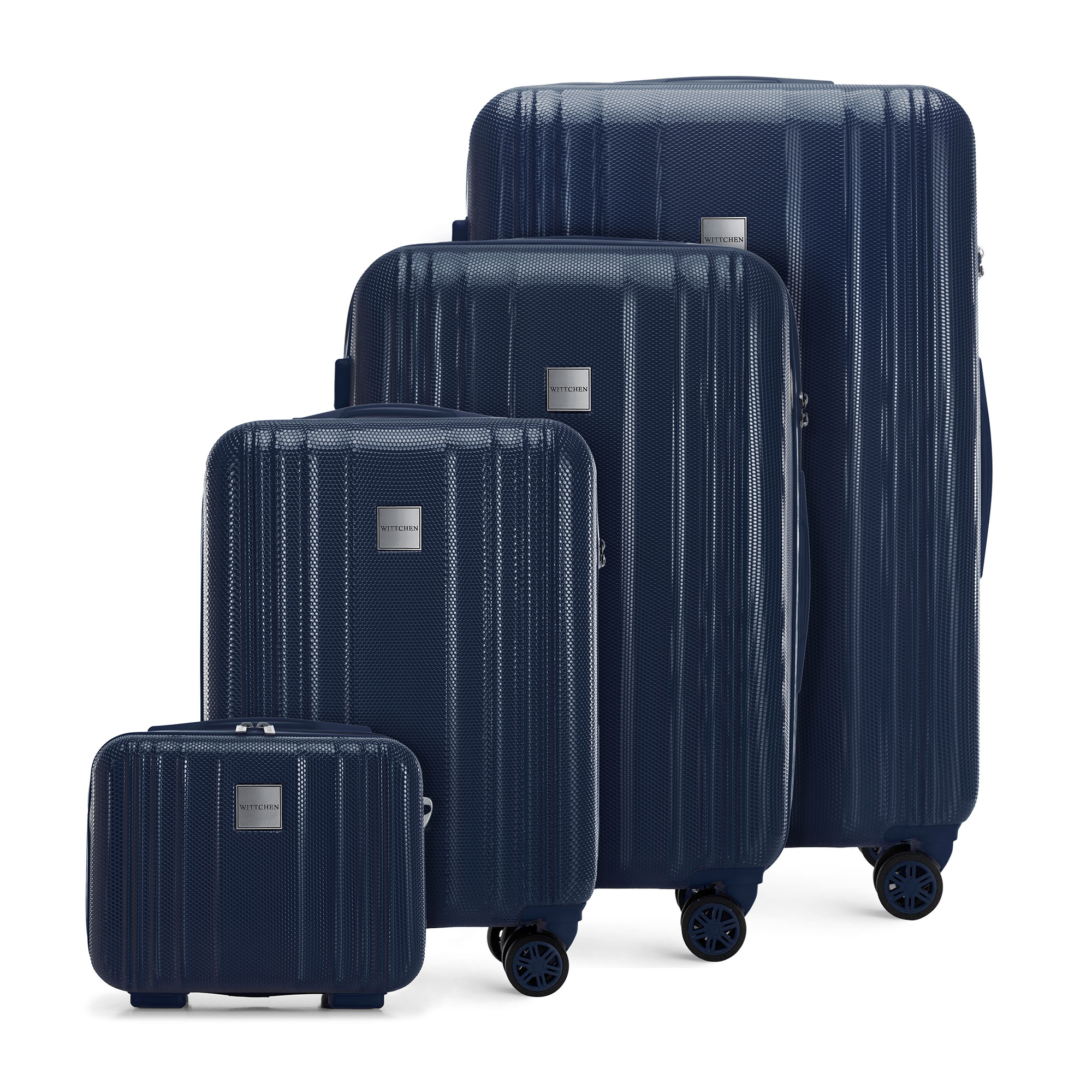 Sada polykarbonátových kufrov, včelia plást, námornícka modrá 56-3P-30K-90