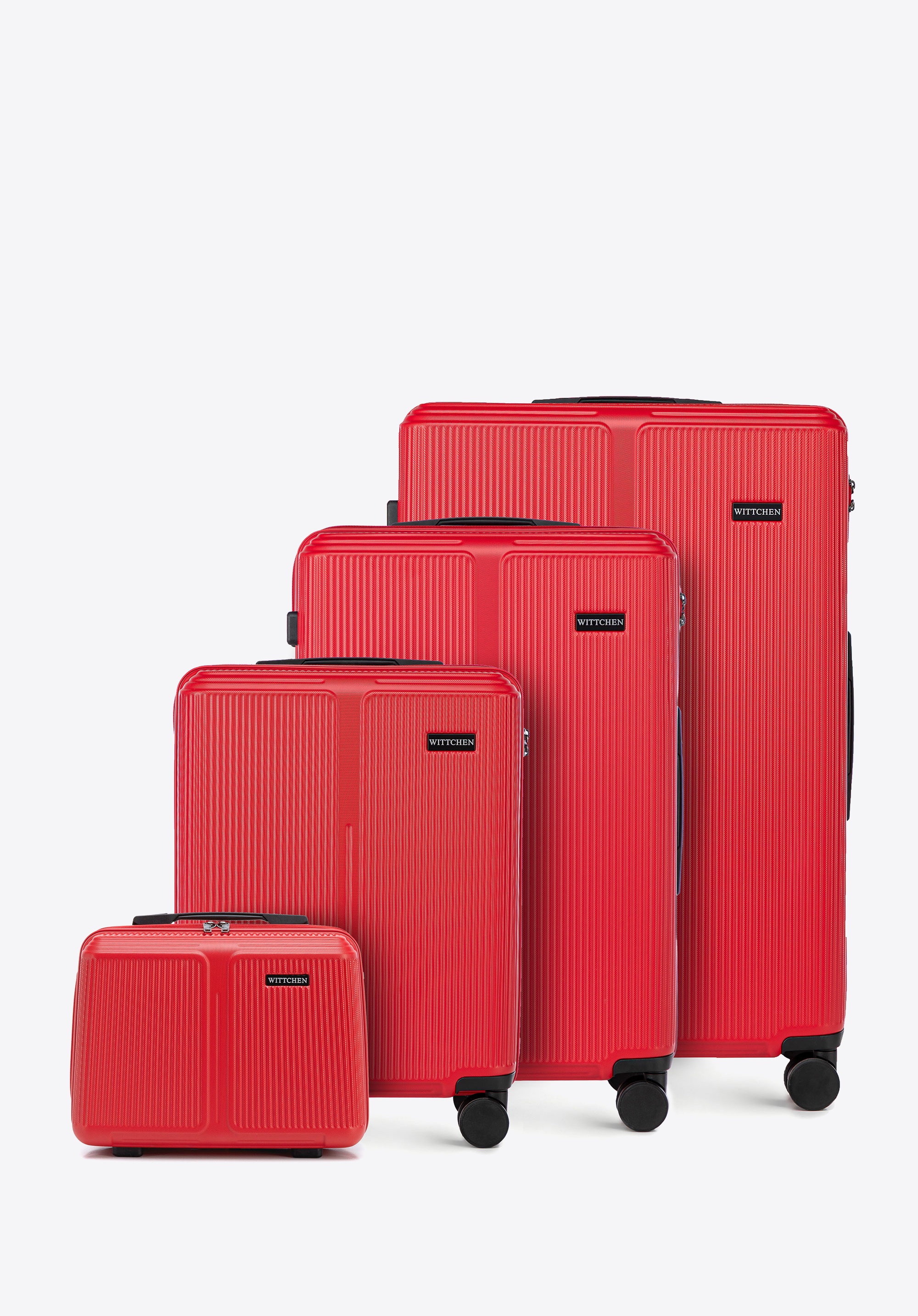 Striped ABS luggage set, red, 56-3A-60K-30, Photo 1