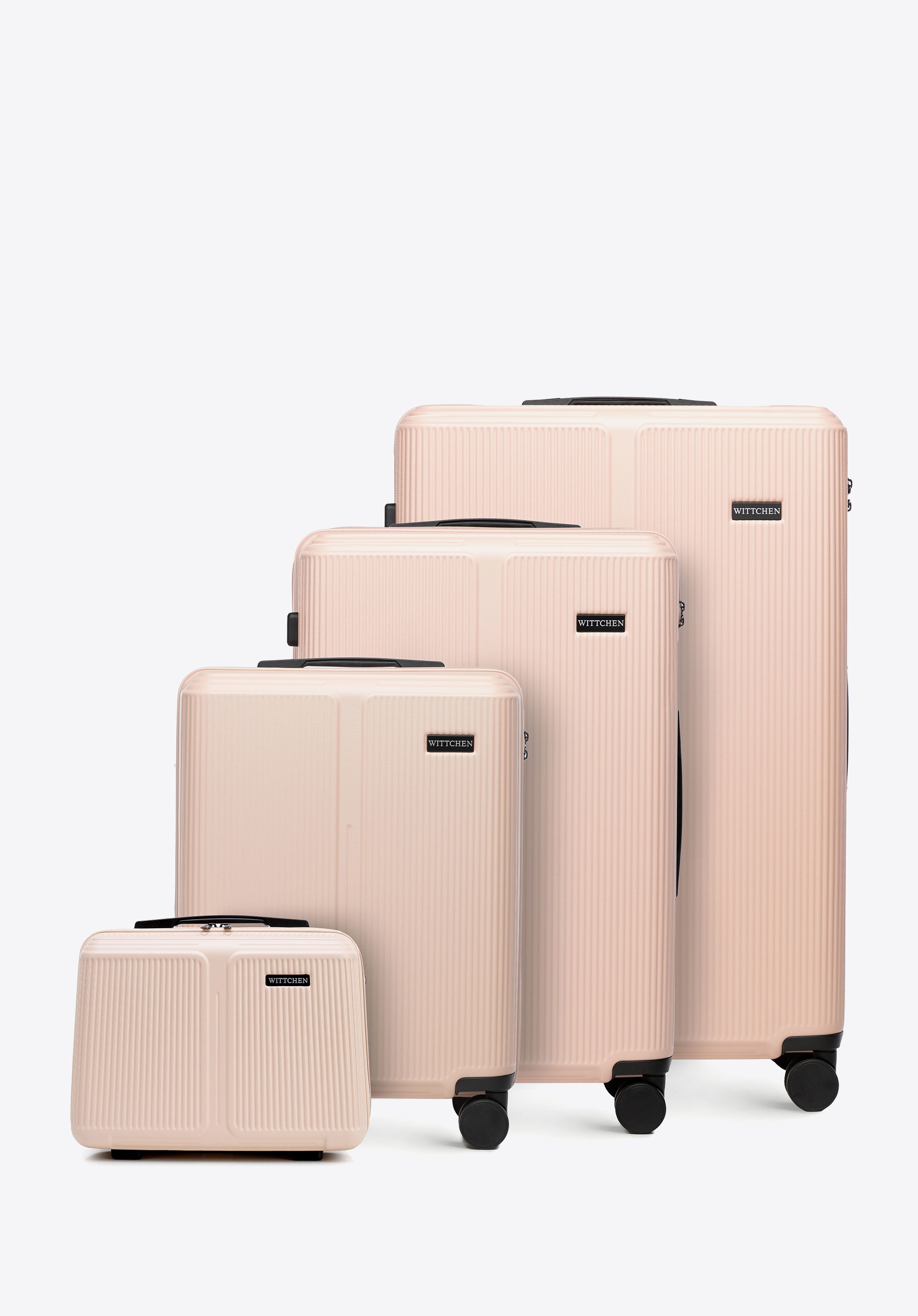 Striped ABS luggage set, powder pink, 56-3A-60K-34P, Photo 1