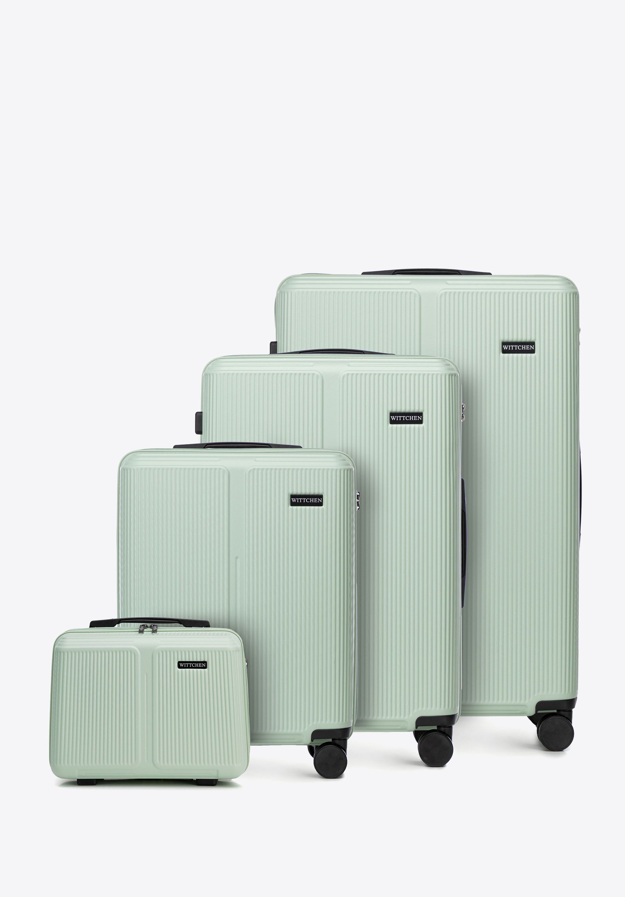 Striped ABS luggage set, mint, 56-3A-60K-80P, Photo 1
