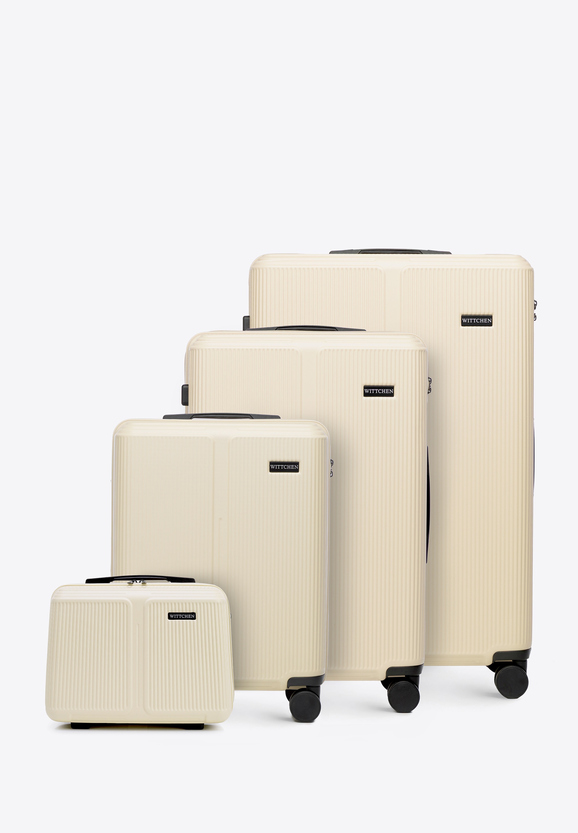 Striped ABS luggage set, cream, 56-3A-60K-89, Photo 1