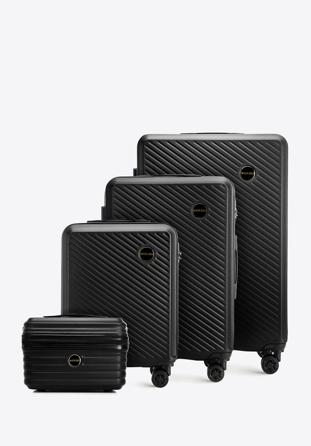 Komplet walizek z ABS-u w ukośne paski, czarny, 56-3A-74K-10, Zdjęcie 1