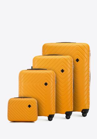 Komplet walizek z ABS-u z geometrycznym tłoczeniem, pomarańczowy, 56-3A-75K-55, Zdjęcie 1