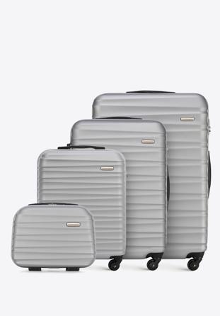 Komplet walizek z ABS-u z żebrowaniem, szary, 56-3A-31K-01, Zdjęcie 1