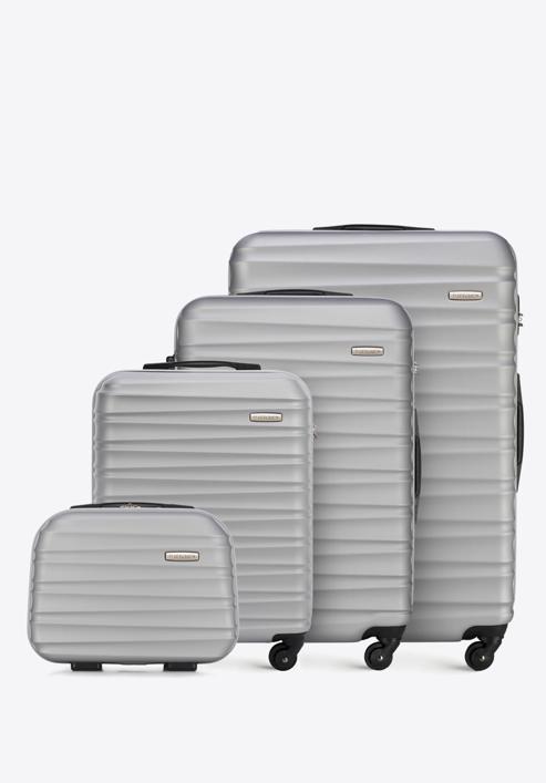 Komplet walizek z ABS-u z żebrowaniem, szary, 56-3A-31K-70, Zdjęcie 1