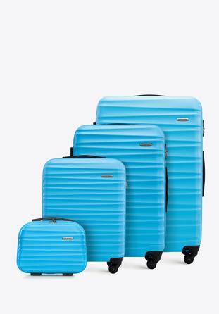 Komplet walizek z ABS-u z żebrowaniem, niebieski, 56-3A-31K-70, Zdjęcie 1