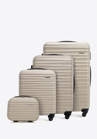 Komplet walizek z ABS-u z żebrowaniem, beżowy, 56-3A-31K-86, Zdjęcie 1