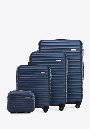 Komplet walizek z ABS-u z Å¼ebrowaniem, granatowy, 56-3A-31K-91, ZdjÄ™cie 1