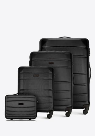 Komplet walizek z ABS-u żłobionych, czarny, 56-3A-65K-10, Zdjęcie 1
