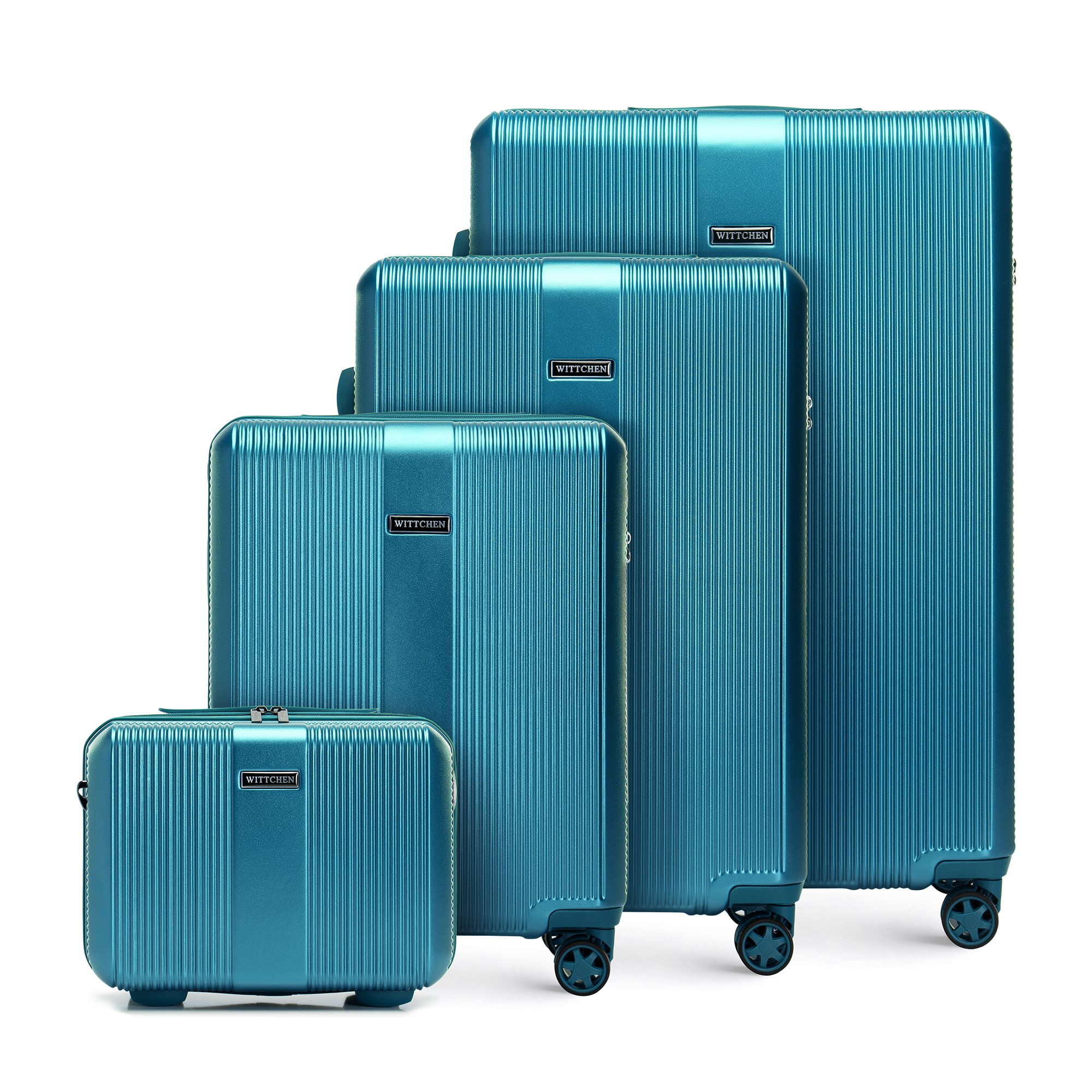 Sada modrých polykarbonátových kufrov 56-3P-90K-91