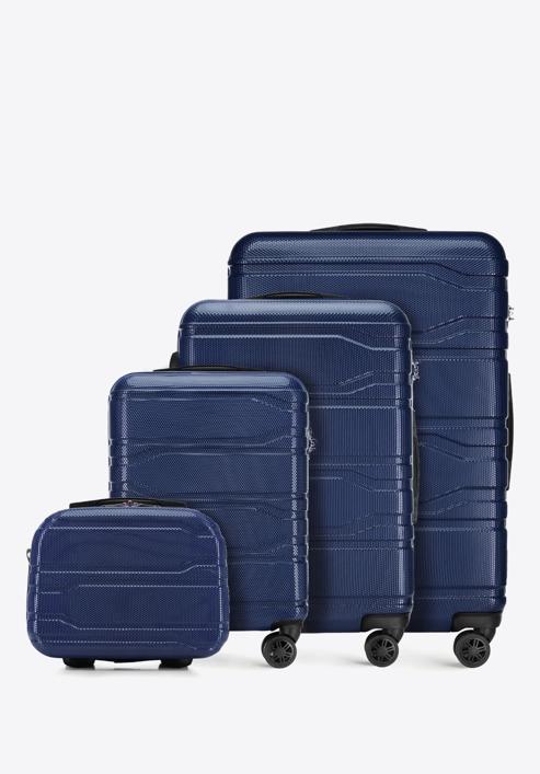 Komplet walizek z polikarbonu tłoczonych, granatowy, 56-3P-98K-31, Zdjęcie 1