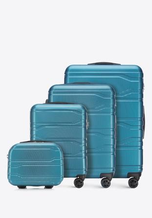Komplet walizek z polikarbonu tłoczonych niebieski