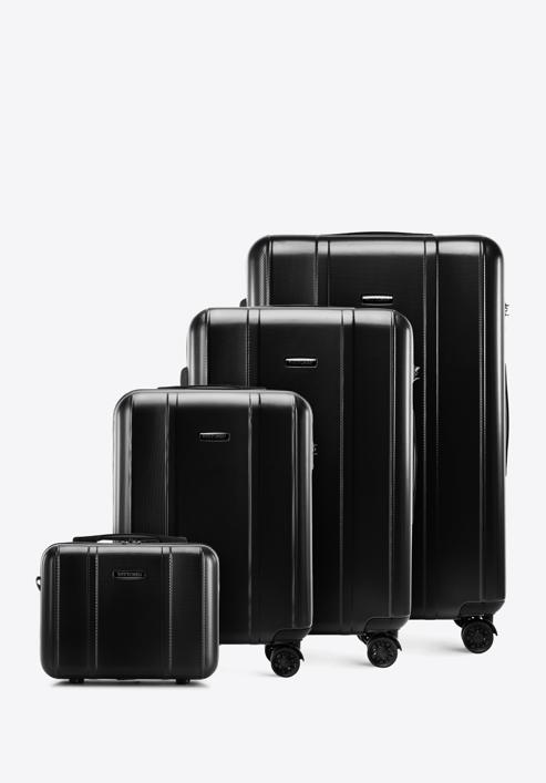 Komplet walizek z polikarbonu z pionowymi tłoczeniami, czarny, 56-3P-71K-85, Zdjęcie 1