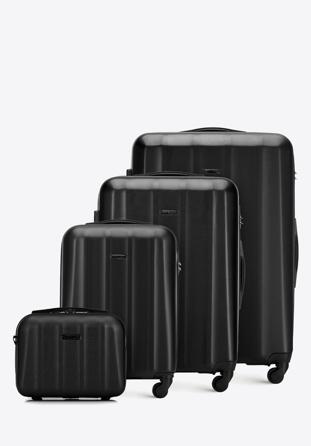Komplet walizek z polikarbonu z teksturą, czarny, 56-3P-11K-10, Zdjęcie 1