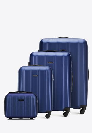 Textured polycarbonate luggage set, navy blue, 56-3P-11K-95, Photo 1