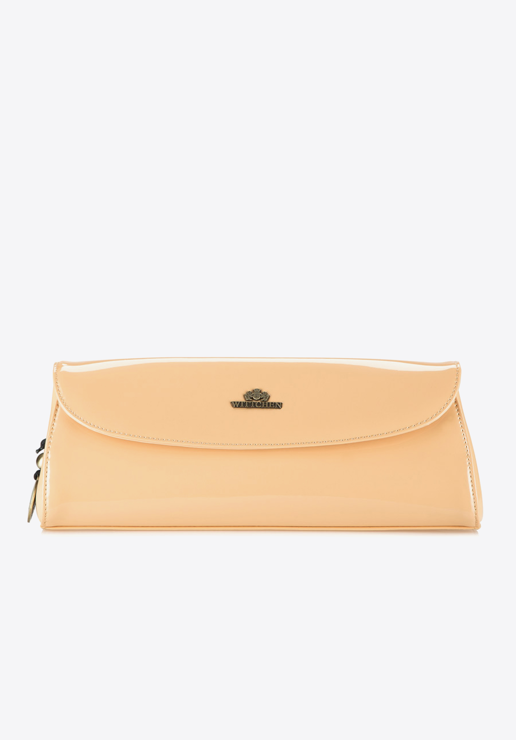 Kopertówka skórzana lakierowana, beżowy, 25-4-514-B, Zdjęcie 1