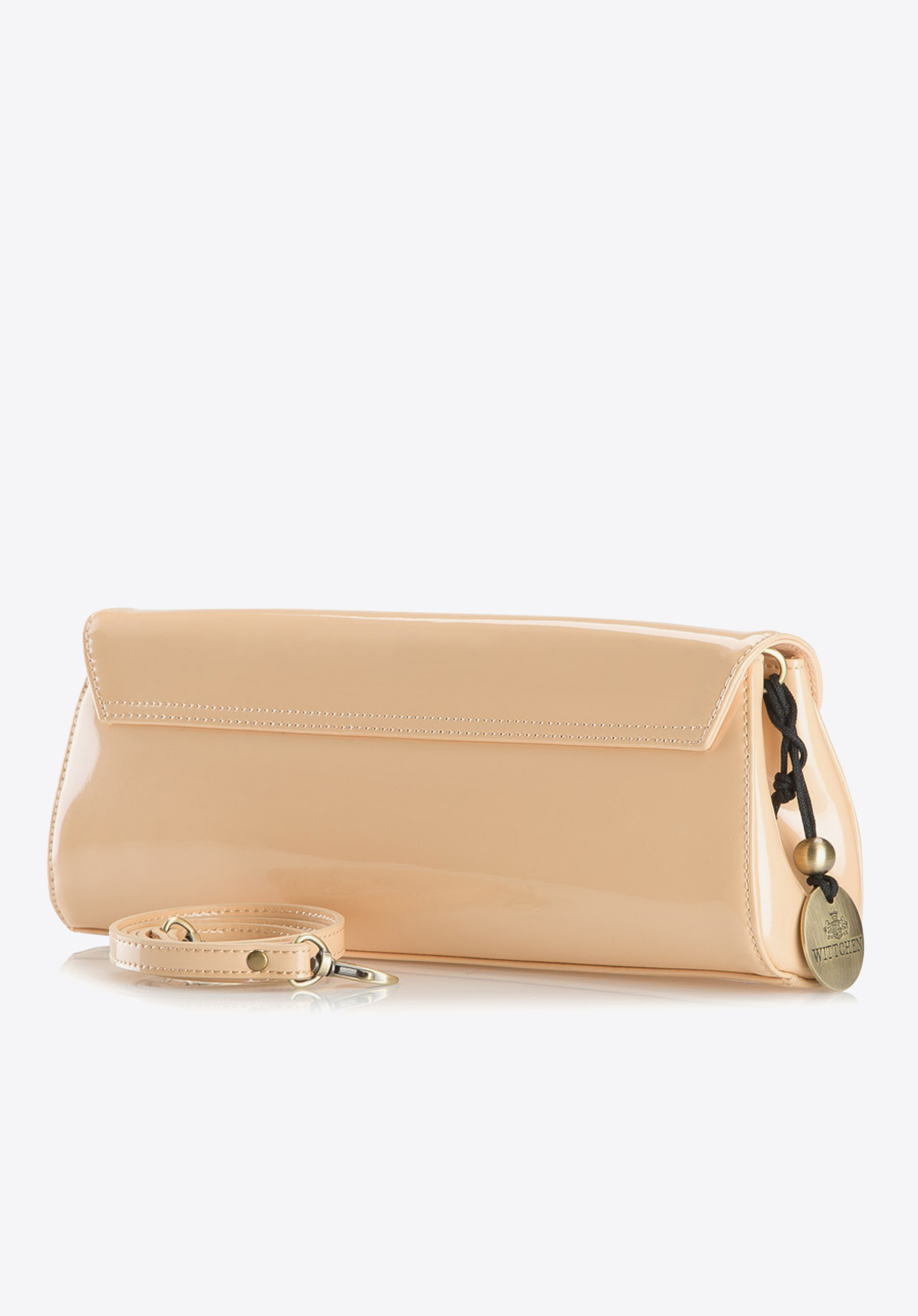 Kopertówka skórzana lakierowana, beżowy, 25-4-514-B, Zdjęcie 1