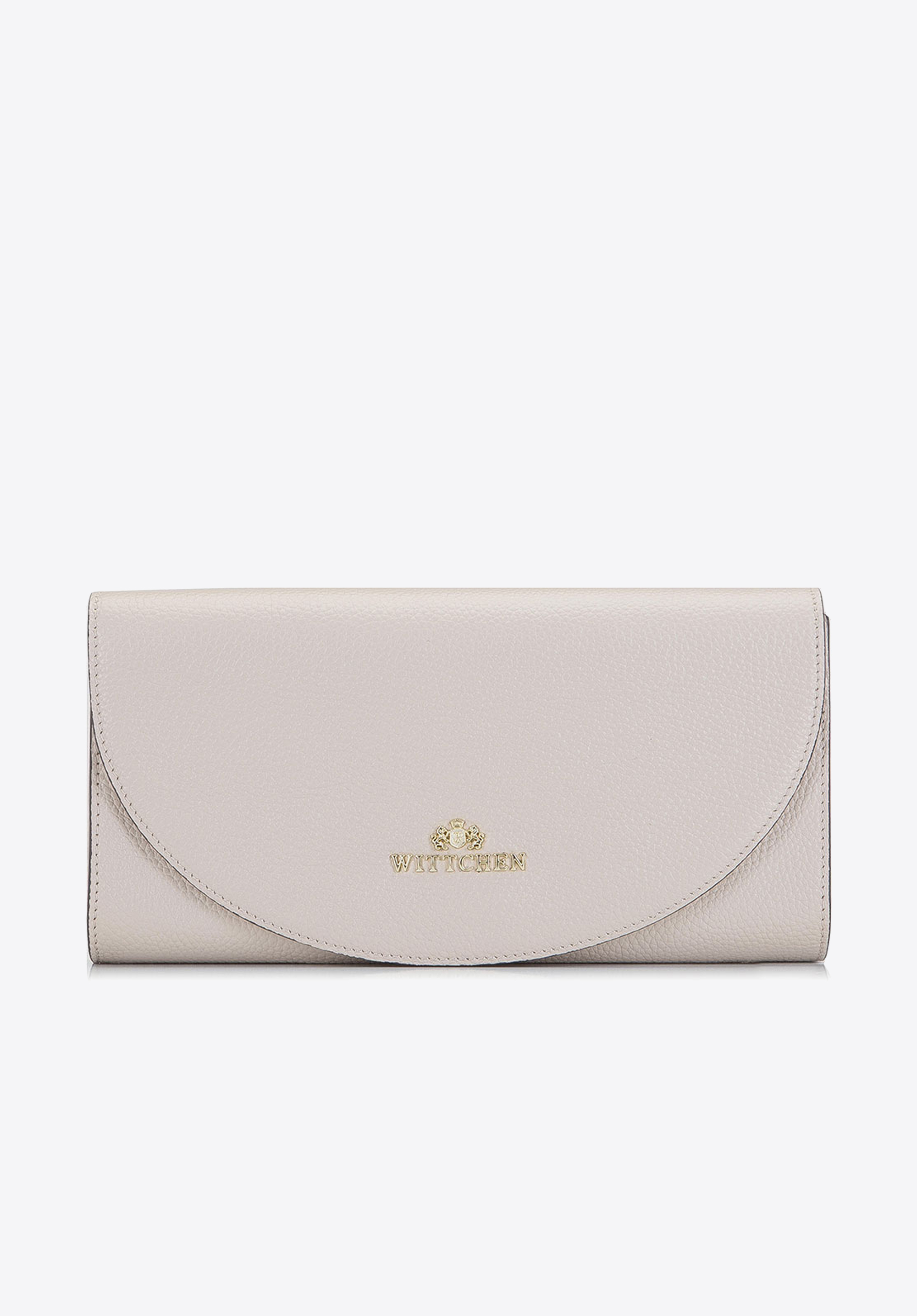 Kopertówka skórzana minimalistyczna, kremowy, 92-4E-659-5, Zdjęcie 1