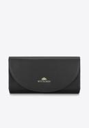 Minimalistic leather clutch bag, black-gold, 92-4E-659-1, Photo 1