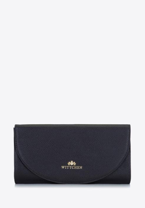 Minimalistic leather clutch bag, black, 92-4E-659-5, Photo 1